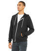 Bella + Canvas Unisex Poly-Cotton Fleece Full-Zip Hooded Sweatshirt DARK GREY ModelQrt