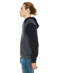 Bella + Canvas Unisex Poly-Cotton Fleece Full-Zip Hooded Sweatshirt DRK GRY HTR/ BLK ModelSide