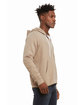 Bella + Canvas Unisex Poly-Cotton Fleece Full-Zip Hooded Sweatshirt TAN ModelSide