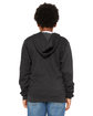 Bella + Canvas Youth Sponge Fleece Full-Zip Hooded Sweatshirt dark gry heather ModelBack
