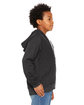 Bella + Canvas Youth Sponge Fleece Full-Zip Hooded Sweatshirt dark gry heather ModelSide