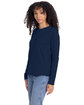 Next Level Apparel Ladies' Relaxed Long Sleeve T-Shirt midnight navy ModelSide