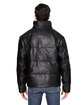 Threadfast Apparel Unisex Vegan Leather Puffer Jacket black vegan lthr ModelBack