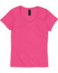 Hanes Ladies' Perfect-T Triblend V-Neck T-shirt jzzbrry pnk trbl FlatFront