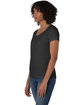 Hanes Ladies' Perfect-T Triblend V-Neck T-shirt sol black trblnd ModelQrt