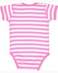 Rabbit Skins Infant Baby Rib Bodysuit rspbrry/ wh strp ModelBack