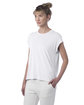 Alternative Ladies' Modal Tri-Blend Raw Edge Muscle T-Shirt white ModelQrt