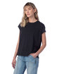 Alternative Ladies' Modal Tri-Blend Raw Edge Muscle T-Shirt black ModelQrt