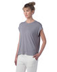 Alternative Ladies' Modal Tri-Blend Raw Edge Muscle T-Shirt NICKEL ModelQrt