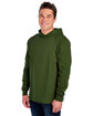 Fruit of the Loom Men's HD Cotton Jersey Hooded T-Shirt military green ModelSide