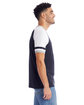 Alternative Unisex Slapshot Vintage Jersey  T-Shirt BLK/ WHT/ SM GRY ModelSide