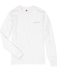 Hanes Men's Authentic-T Long-Sleeve Pocket T-Shirt WHITE FlatFront