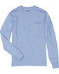 Hanes Men's Authentic-T Long-Sleeve Pocket T-Shirt LIGHT BLUE FlatFront