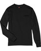 Hanes Men's Authentic-T Long-Sleeve Pocket T-Shirt BLACK FlatFront