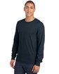 Jerzees Adult Premium Blend Long-Sleeve T-Shirt black ink heathr ModelSide