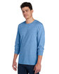 Jerzees Adult Premium Blend Long-Sleeve T-Shirt carolina heather ModelSide