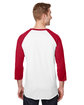 Jerzees Unisex Three-Quarter Sleeve Raglan T-Shirt white/ true red ModelBack