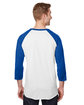 Jerzees Unisex Three-Quarter Sleeve Raglan T-Shirt white/ royal ModelBack