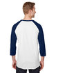 Jerzees Unisex Three-Quarter Sleeve Raglan T-Shirt white/ j navy ModelBack