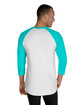Jerzees Unisex Three-Quarter Sleeve Raglan T-Shirt white/ scuba blu ModelBack