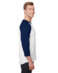 Jerzees Unisex Three-Quarter Sleeve Raglan T-Shirt white/ j navy ModelSide