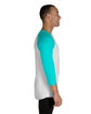 Jerzees Unisex Three-Quarter Sleeve Raglan T-Shirt white/ scuba blu ModelSide