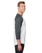 Jerzees Unisex Three-Quarter Sleeve Raglan T-Shirt white/ char hthr ModelSide