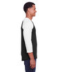 Jerzees Unisex Three-Quarter Sleeve Raglan T-Shirt black ink/ white ModelSide