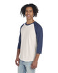 Jerzees Unisex Three-Quarter Sleeve Raglan T-Shirt sw crm ht/ in ht ModelSide