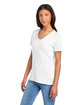 Jerzees Ladies' Premium Blend V-Neck T-Shirt white ModelSide