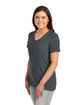 Jerzees Ladies' Premium Blend V-Neck T-Shirt charcoal heather ModelSide