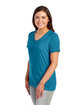 Jerzees Ladies' Premium Blend V-Neck T-Shirt digi teal hthr ModelSide