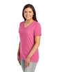 Jerzees Ladies' Premium Blend V-Neck T-Shirt raspberry hthr ModelSide