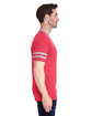 Jerzees Adult TRI-BLEND Varsity Ringer T-Shirt fr red hth/ oxfr ModelSide