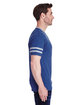 Jerzees Adult TRI-BLEND Varsity Ringer T-Shirt tru blu hth/ oxf ModelSide