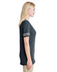 Jerzees Ladies' TRI-BLEND Varsity V-Neck T-Shirt black hth/ oxfrd ModelSide
