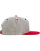 Yupoong Adult Structured Flat Visor Classic Two-Tone Snapback Cap heather/ red ModelSide