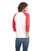 Next Level Apparel Unisex CVC 3/4 Sleeve Raglan Baseball T-Shirt RED/ WHITE ModelBack