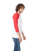 Next Level Apparel Unisex CVC 3/4 Sleeve Raglan Baseball T-Shirt RED/ WHITE ModelSide