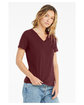 Bella + Canvas Ladies' Relaxed Jersey V-Neck T-Shirt maroon ModelSide