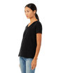 Bella + Canvas Ladies' Relaxed Heather CVC Jersey V-Neck T-Shirt solid blk blend ModelQrt