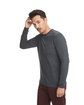 Next Level Apparel Unisex Sueded Long-Sleeve Crew heather charcoal ModelSide