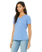 Bella + Canvas Ladies' Relaxed Triblend V-Neck T-Shirt blue triblend ModelQrt