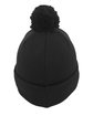 Pacific Headwear Knit Fold-Over Pom-Pom Beanie black ModelBack