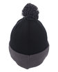 Pacific Headwear Knit Fold-Over Pom-Pom Beanie black/ graphite ModelBack