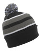 Pacific Headwear Knit Fold-Over Pom-Pom Beanie black/ grph/ wht ModelSide
