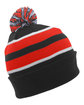 Pacific Headwear Knit Fold-Over Pom-Pom Beanie black/ red/ wht ModelSide