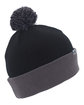 Pacific Headwear Knit Fold-Over Pom-Pom Beanie black/ graphite ModelSide