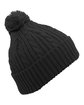 Pacific Headwear Cable Knit Pom-Pom Beanie black ModelSide