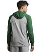 Russell Athletic Adult Essential Raglan Pullover Hooded T-Shirt OXFORD/ DRK GRN ModelBack